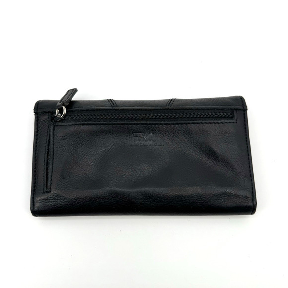 FOSSIL Wallet Black Pebbled Leather Tri-fold Snap Flap Organizer EUC - Picture 6 of 10
